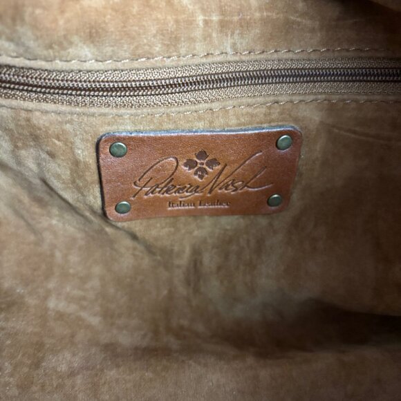 Patricia Nash Ergo Studded Leather Satchel Handbag Brown Cognac - Picture 9 of 15